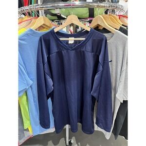 Vintage 90s M.W. S&P Navy Blue Long Sleeve Blank Hockey Jersey Size XL